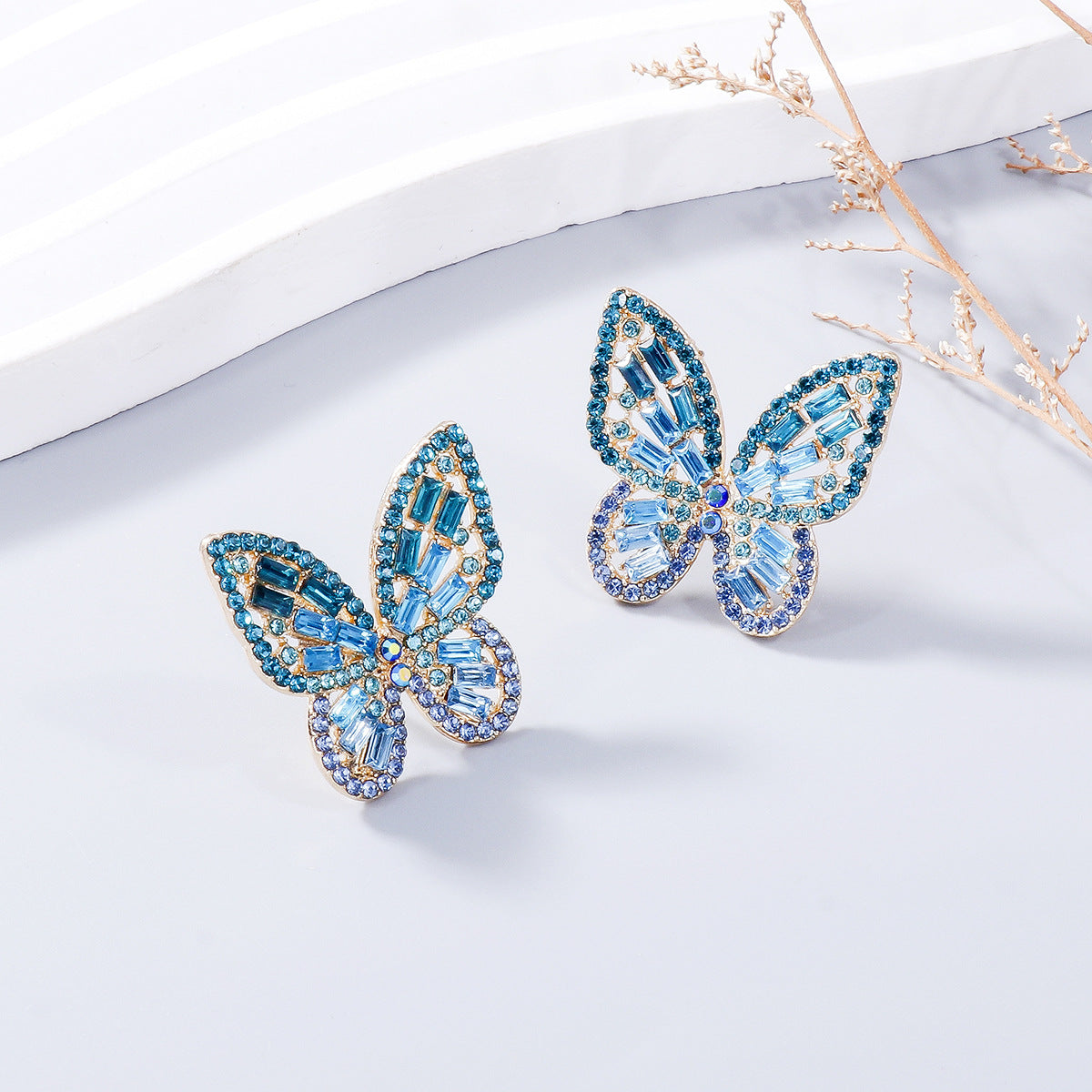 Zephariel Alloy Inlaid Rhinestone Butterfly Earrings