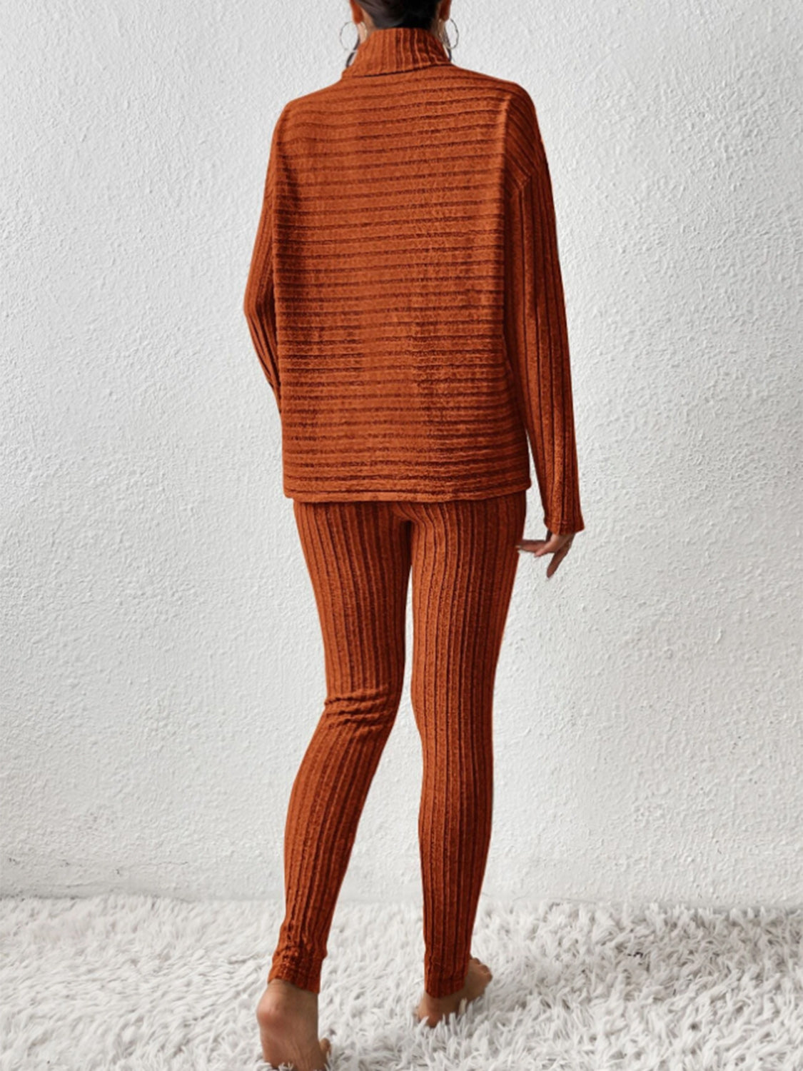 Zephariel Ribbed Turtleneck Top and Pants Set