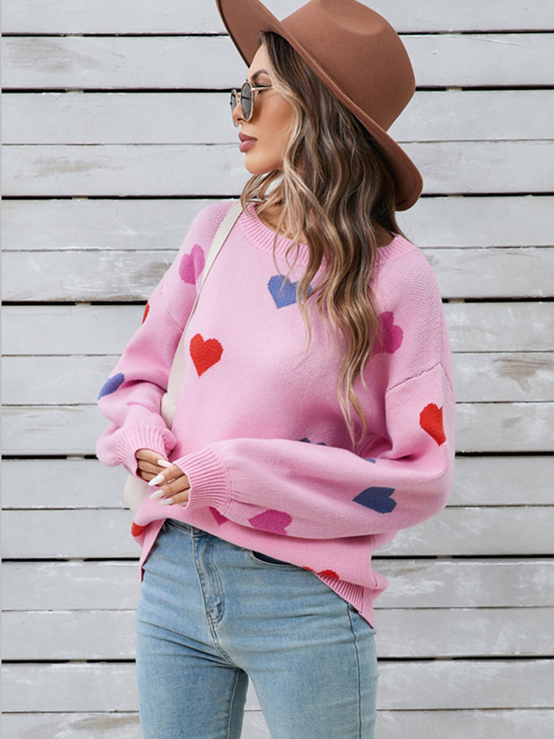 Zephariel Heart Round Neck Long Sleeve Sweater