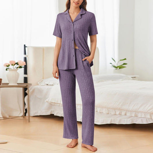 Zephariel Button Down Long Sleeve Top and Pants Lounge Set