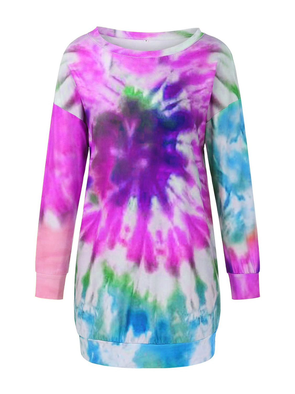 Zephariel Tie-Dye Round Neck Long Sleeve Dress