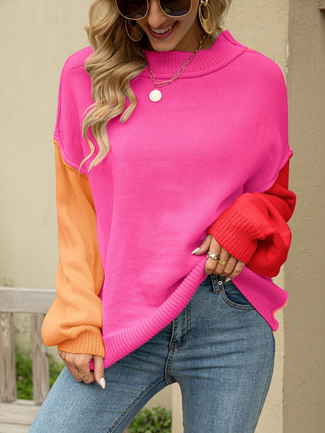 Zephariel Color Block Dropped Shoulder Sweater