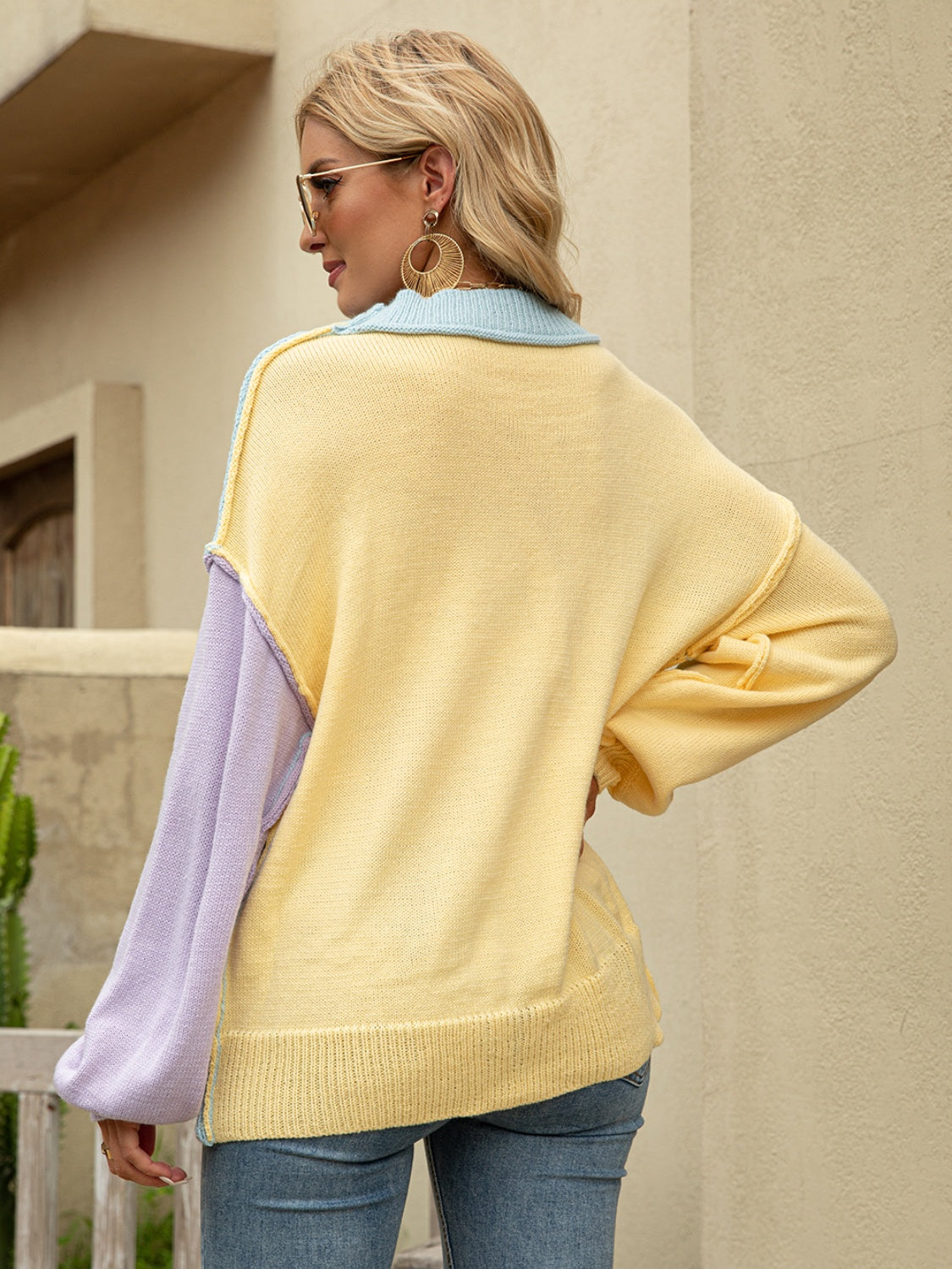 Zephariel Color Block Dropped Shoulder Sweater