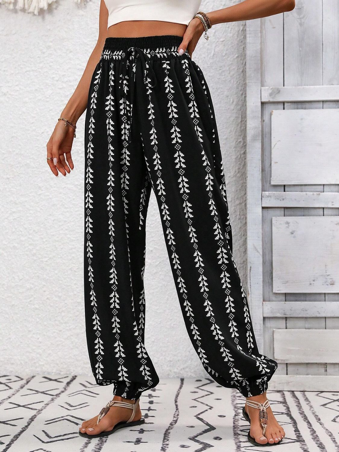 Zephariel Tied Printed High Waist Pants