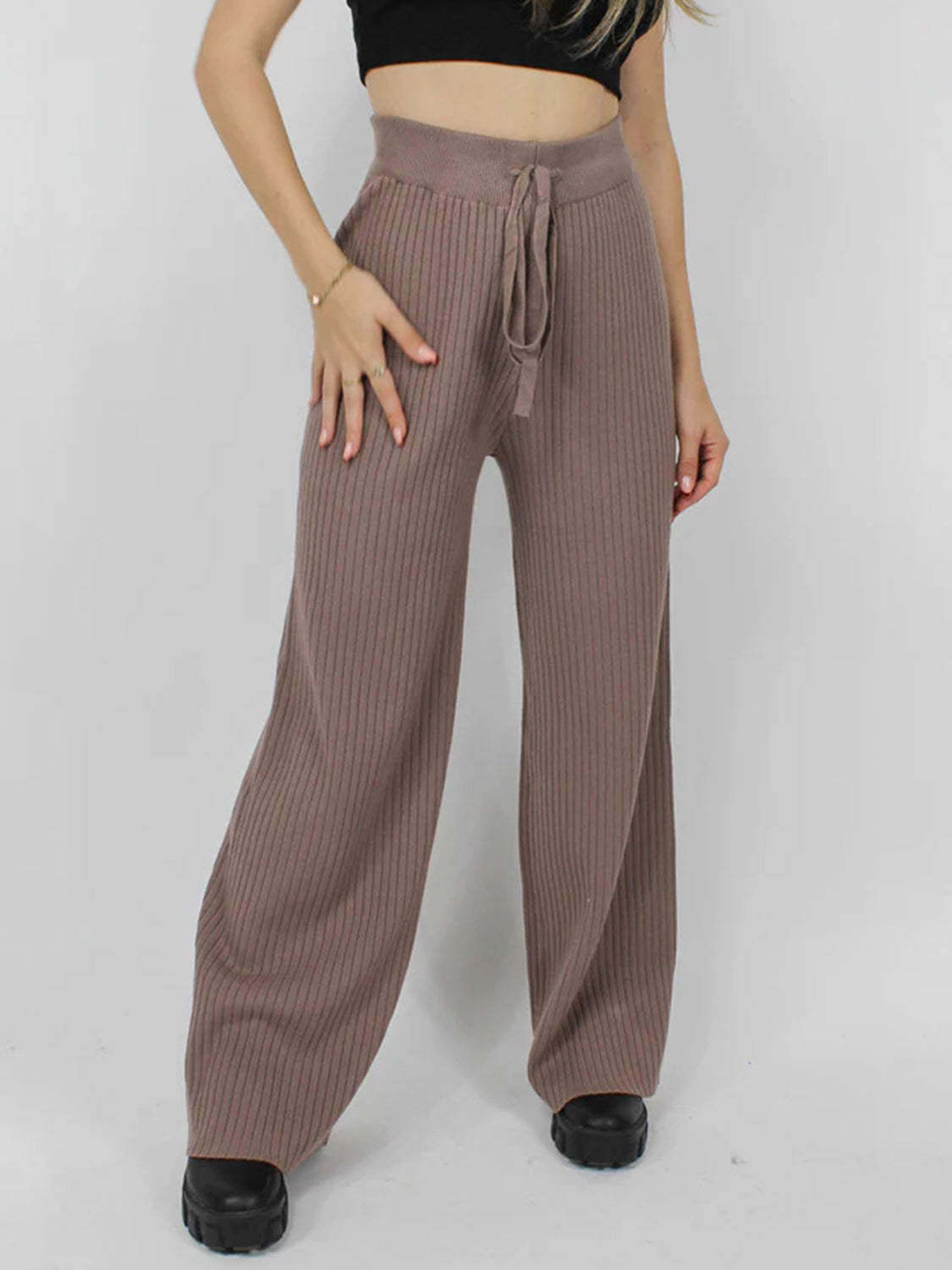 Zephariel Ribbed Wide Leg Sweater Pants