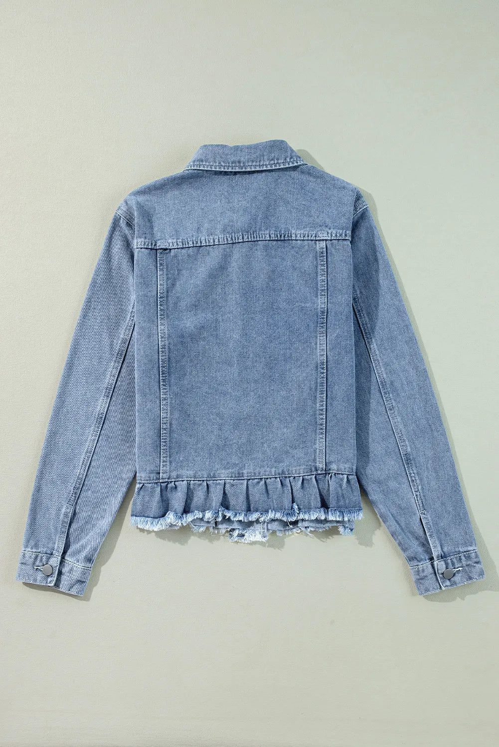 Zephariel Raw Hem Long Sleeve Denim Jacket