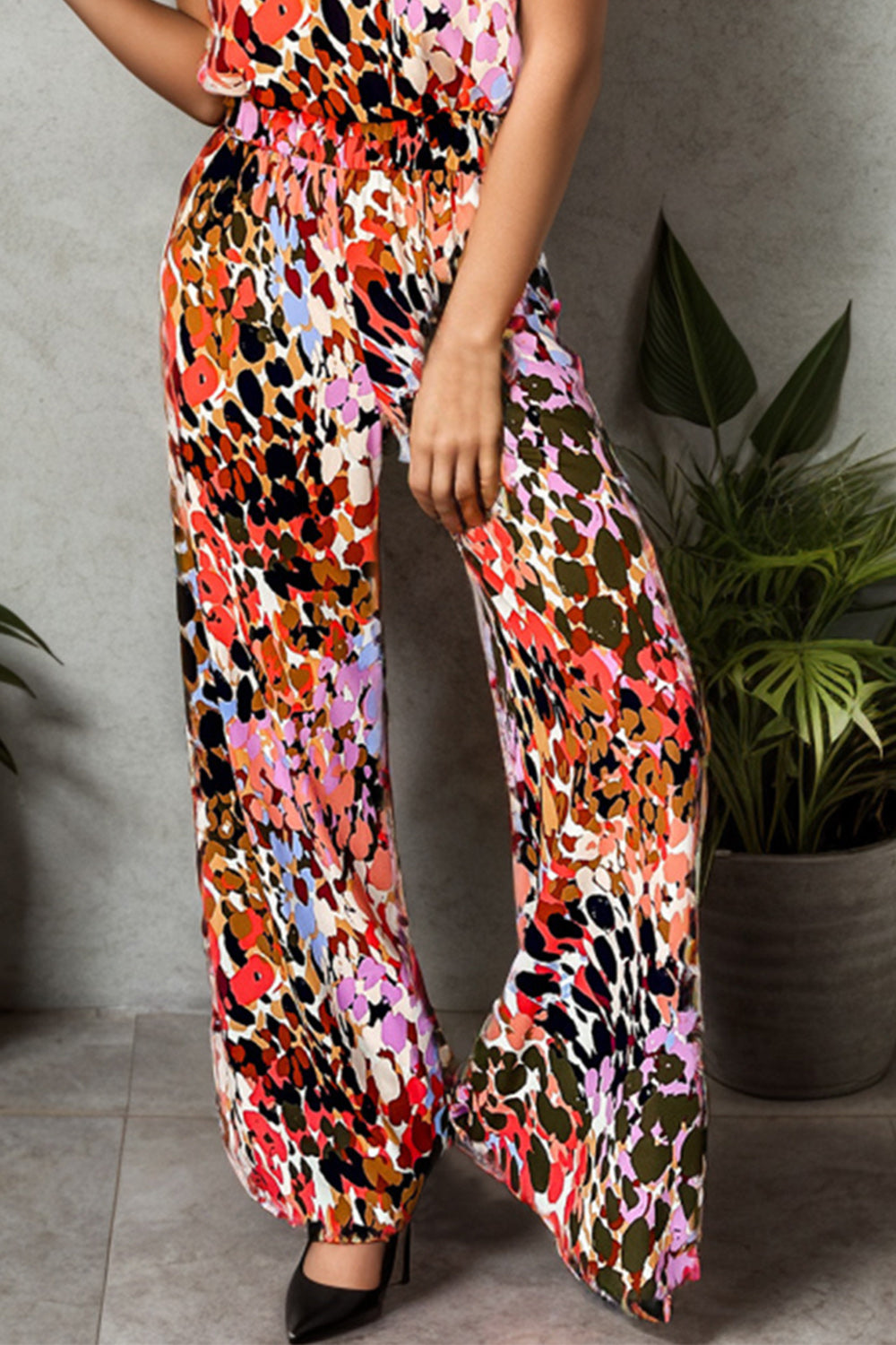 Zephariel Tied Printed Mock Neck Top and Pants Set