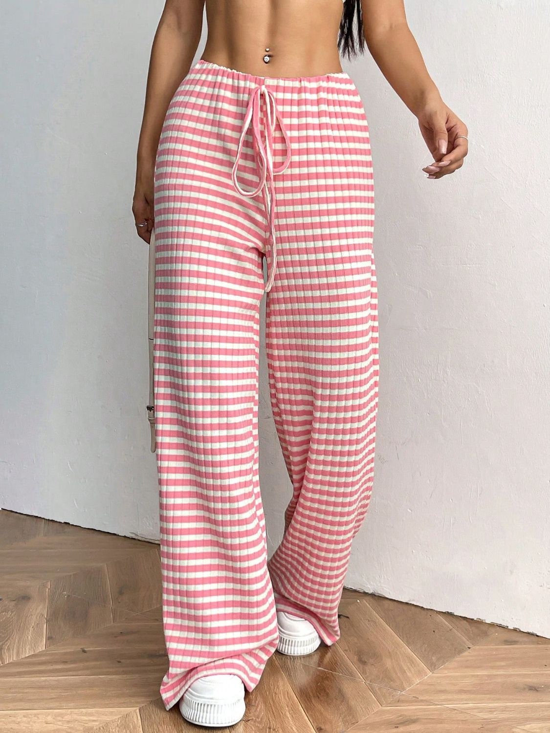 Zephariel Tied Striped Wide Leg Pants