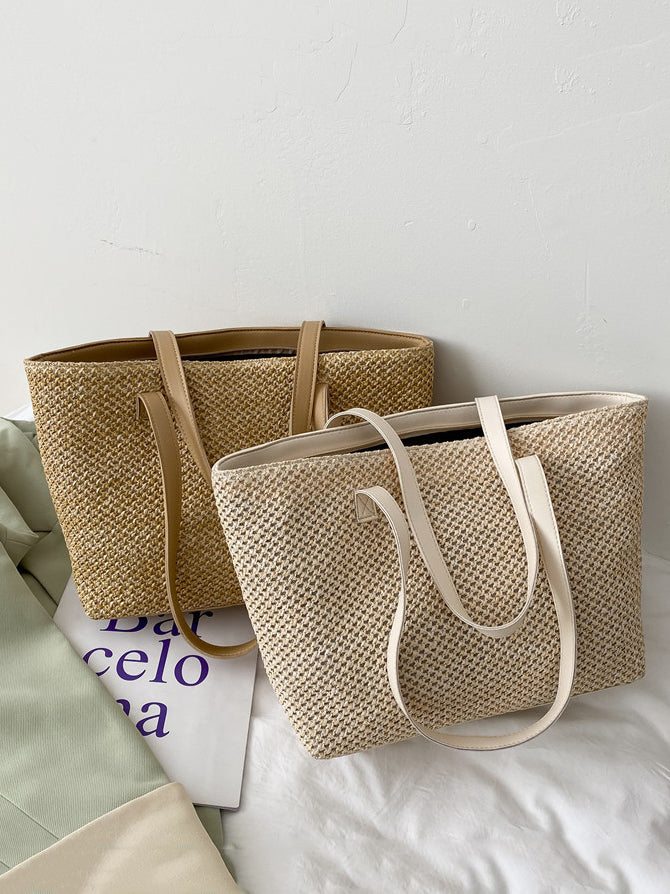 Zephariel Solid Color Woven Tote Bag