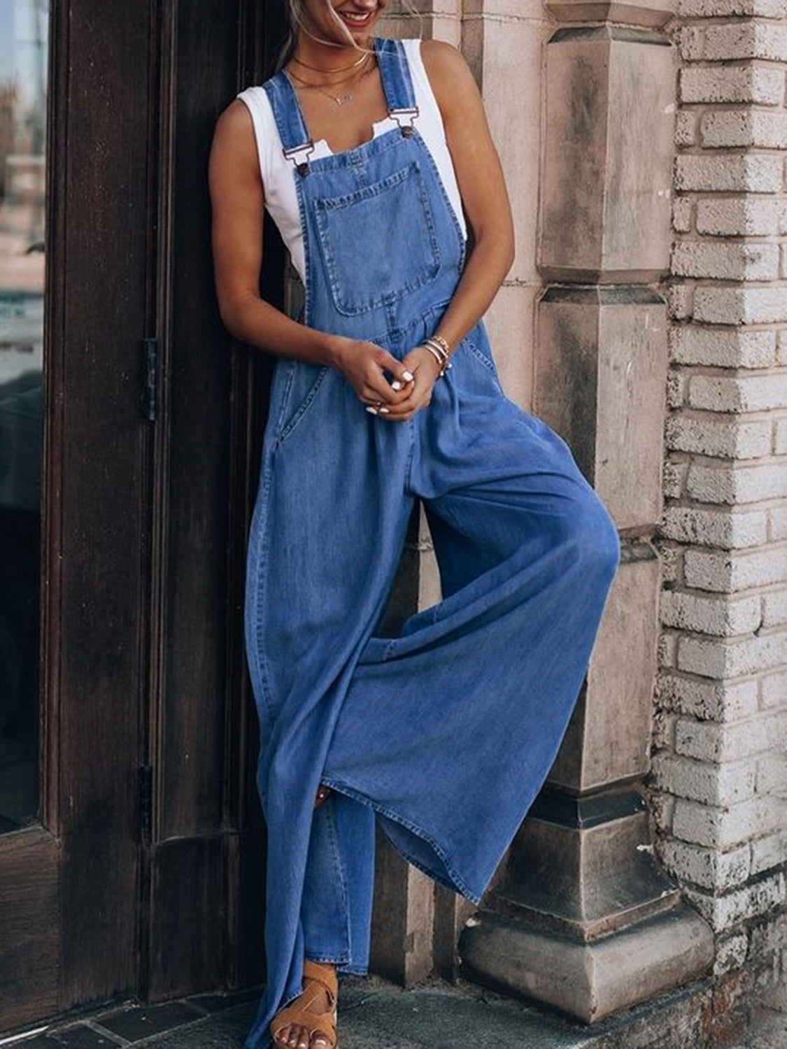 Zephariel Wide Leg Denim Overalls