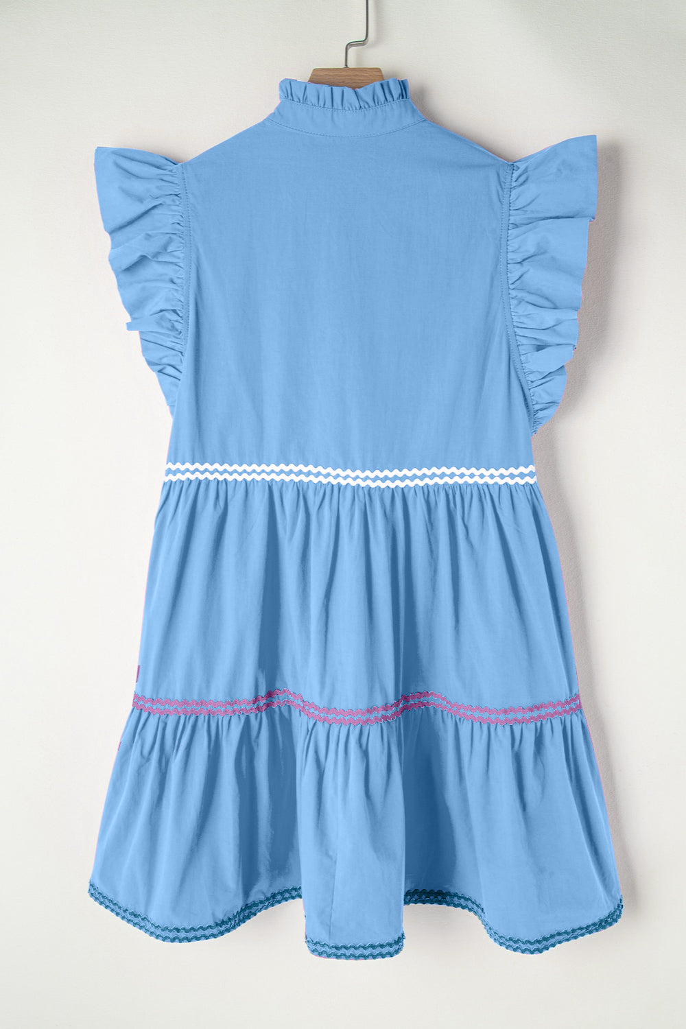 Zephariel Cotton Ruffled Notched Cap Sleeve Mini Dress