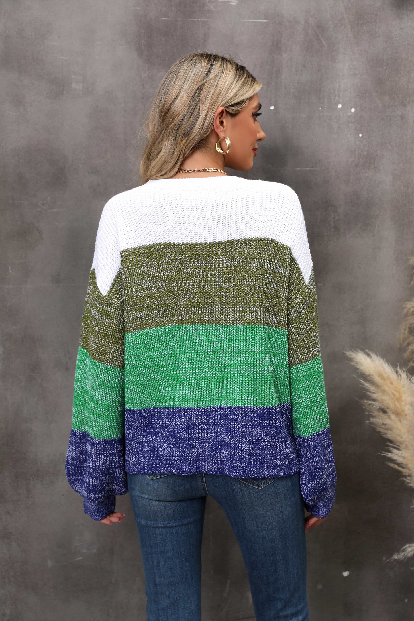 Zephariel Color Block Round Neck Dropped Shoulder Sweater