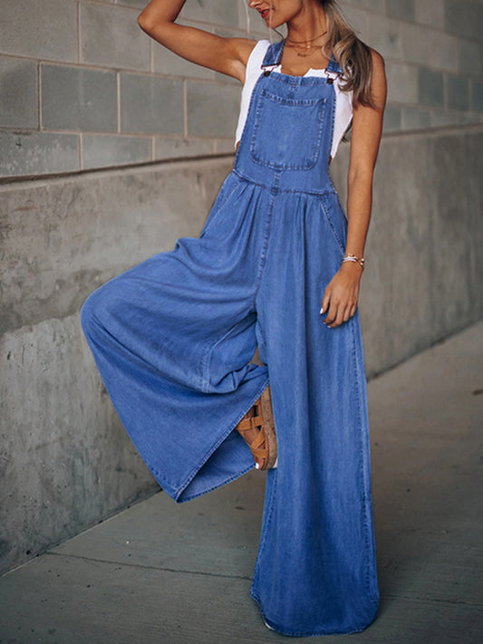 Zephariel Wide Leg Denim Overalls