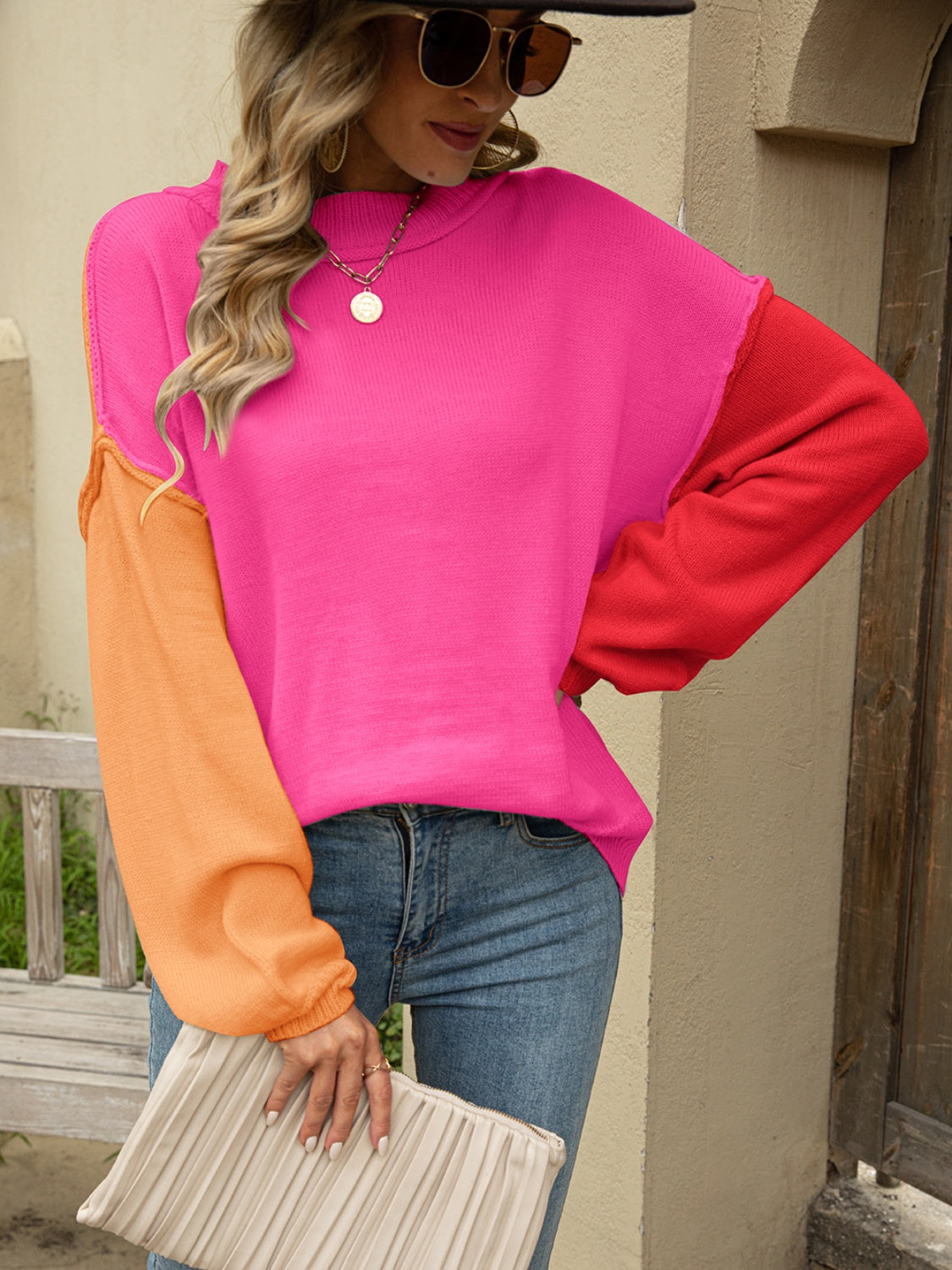 Zephariel Color Block Dropped Shoulder Sweater