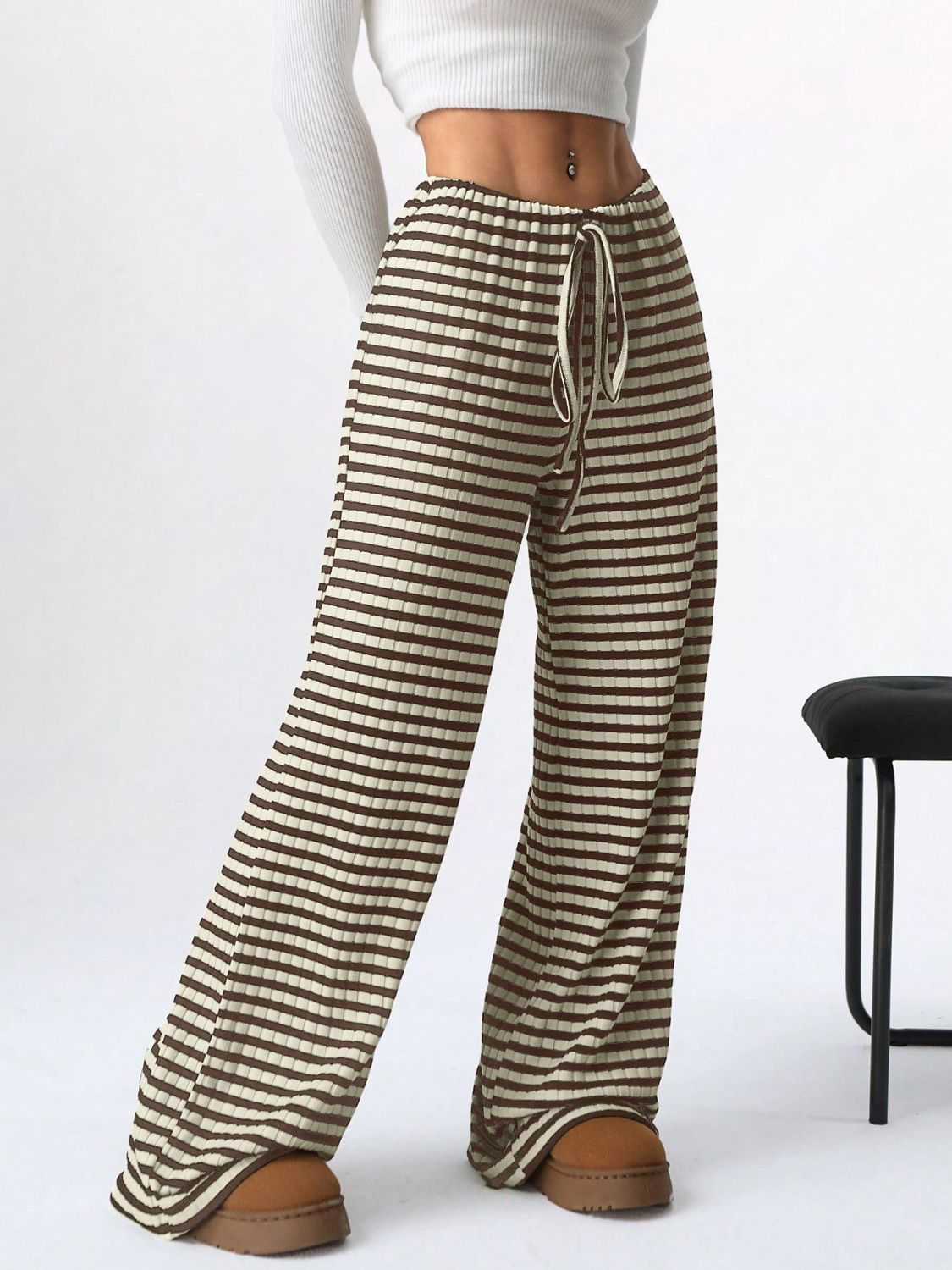 Zephariel Tied Striped Wide Leg Pants