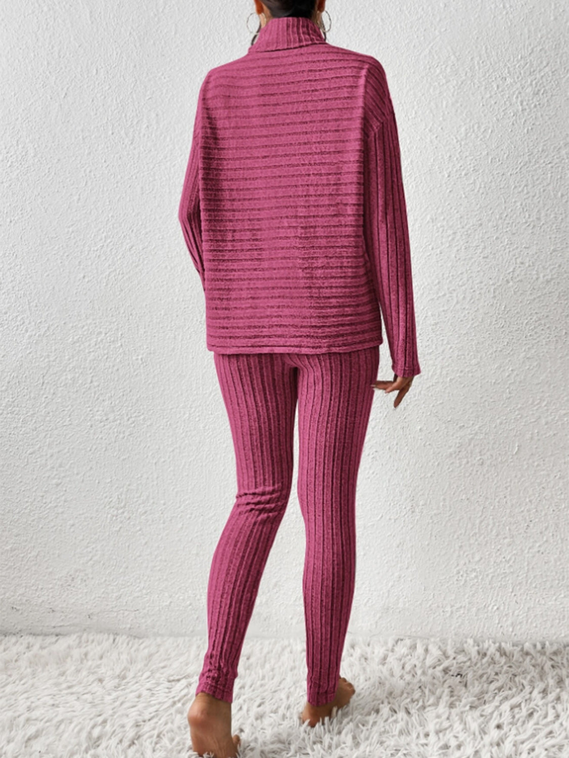 Zephariel Ribbed Turtleneck Top and Pants Set