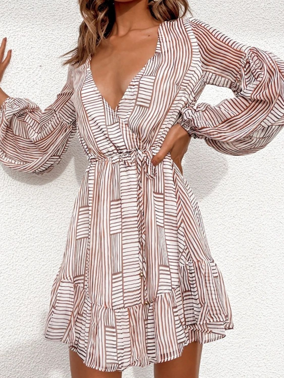 Zephariel Cutout Back Surplice Long Sleeve Dress