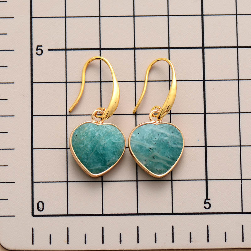 Zephariel Natural Stone Heart Drop Earrings