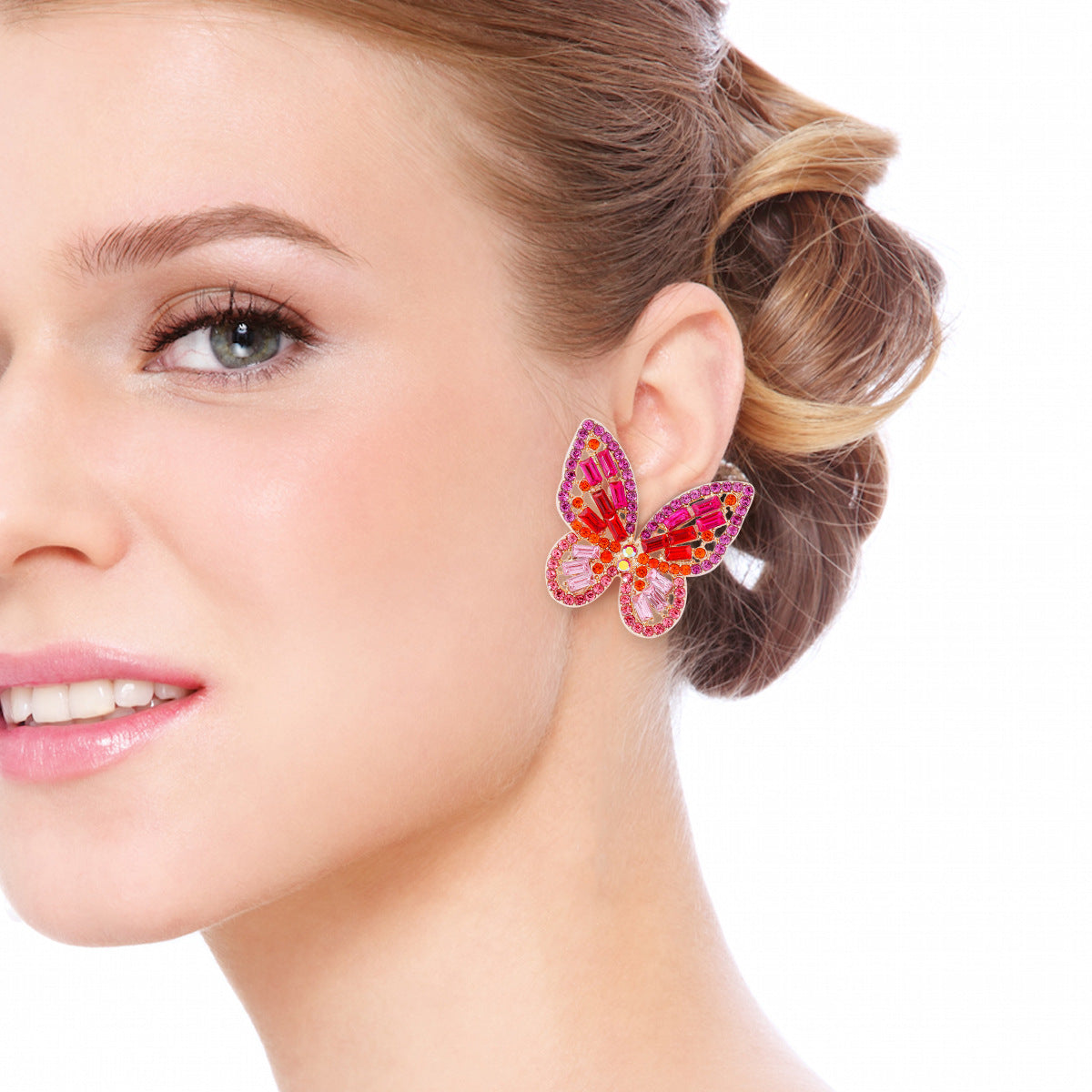 Zephariel Alloy Inlaid Rhinestone Butterfly Earrings