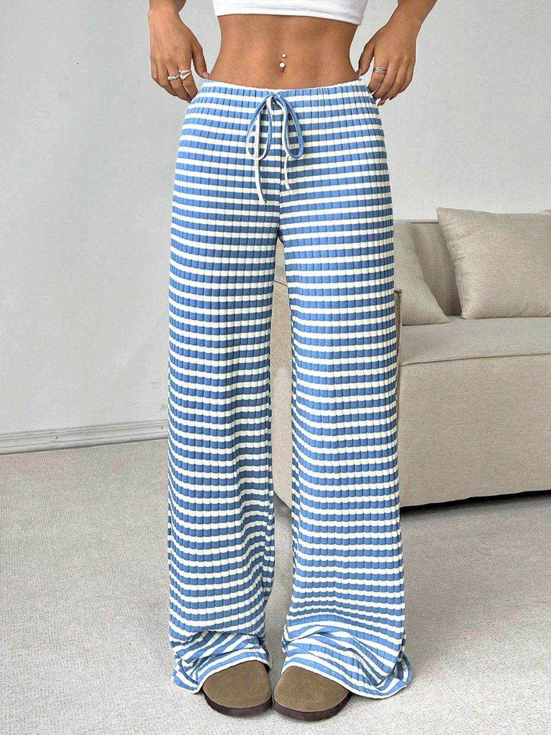 Zephariel Tied Striped Wide Leg Pants