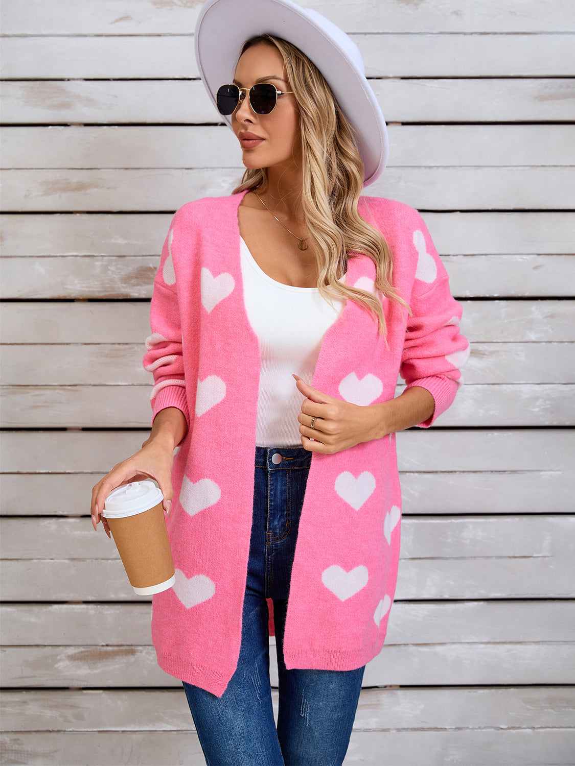 Zephariel Heart Open Front Long Sleeve Cardigan