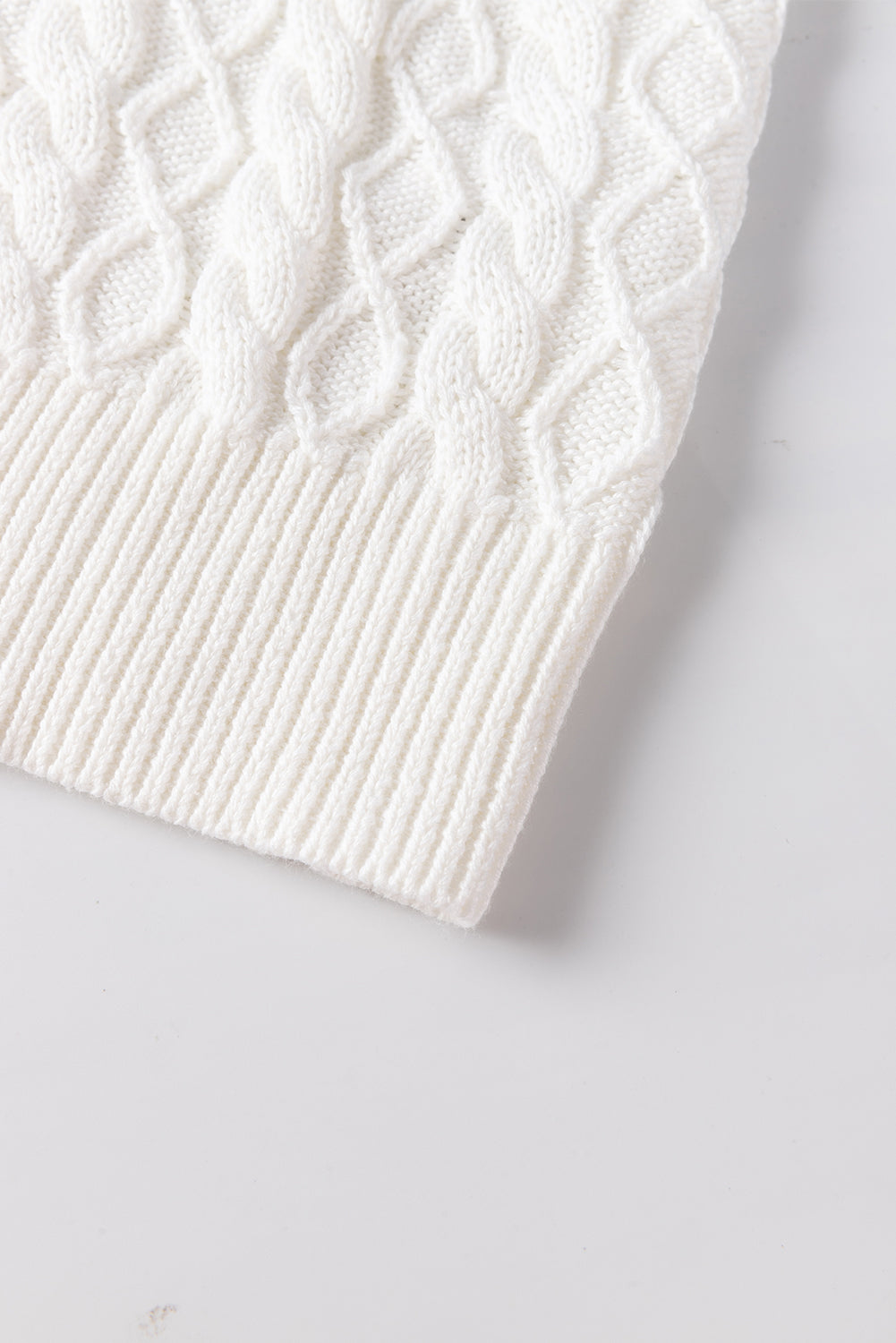 Zephariel Cable-Knit Turtleneck Cap Sleeve Sweater