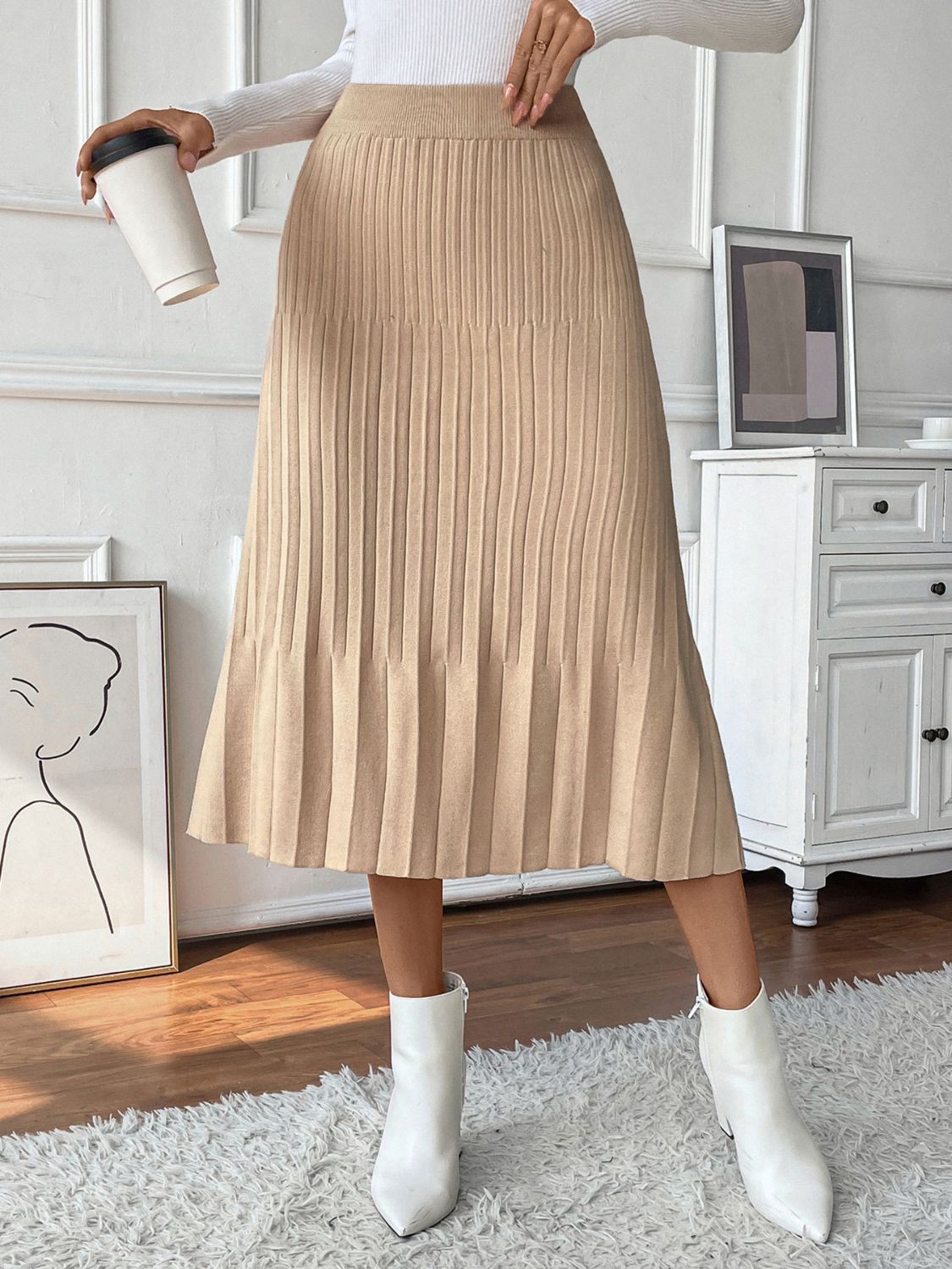 Zephariel Pleated Midi Sweater Skirt