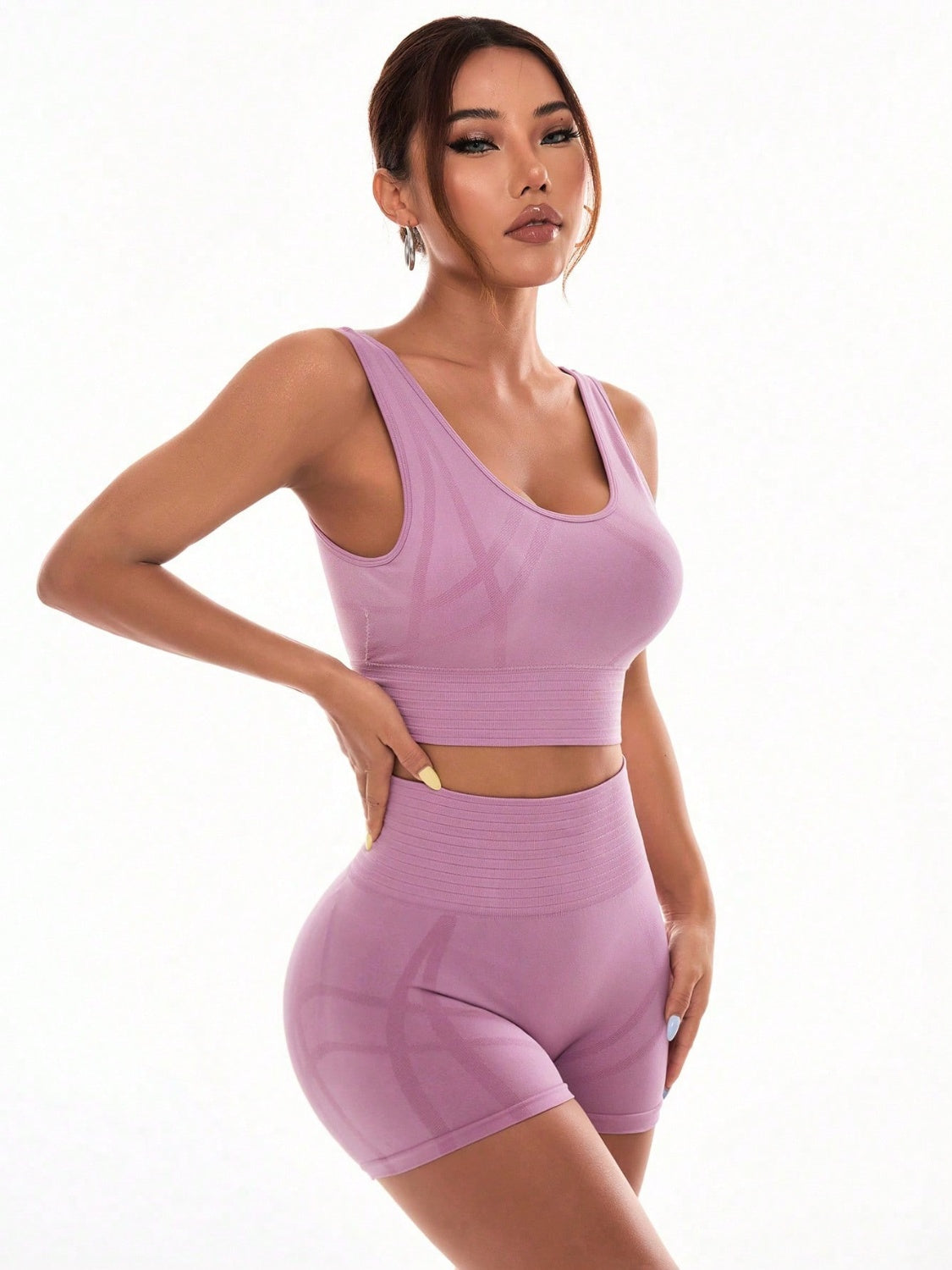 Zephariel Scoop Neck Wide Strap Top and Shorts Active Set