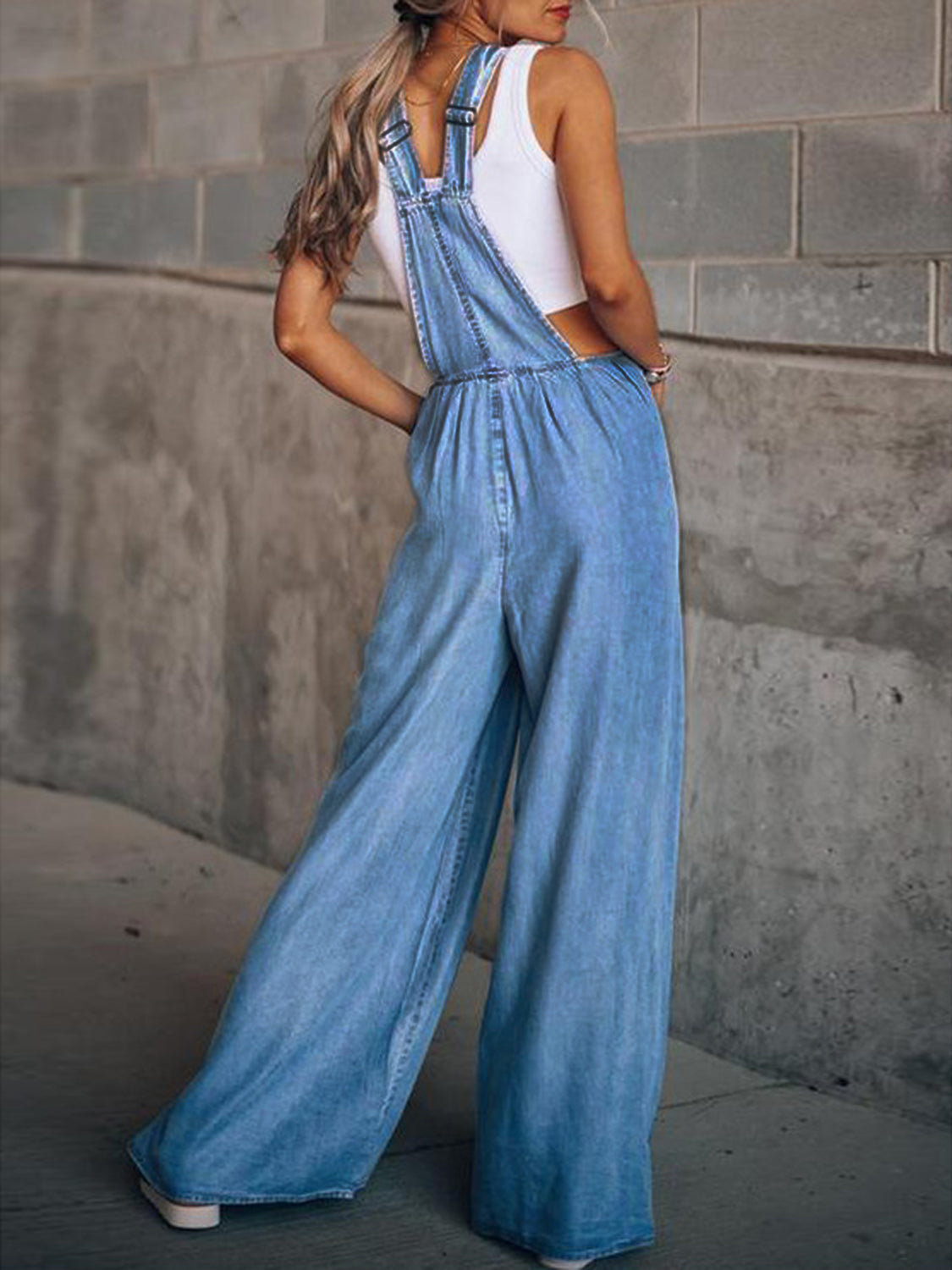 Zephariel Wide Leg Denim Overalls