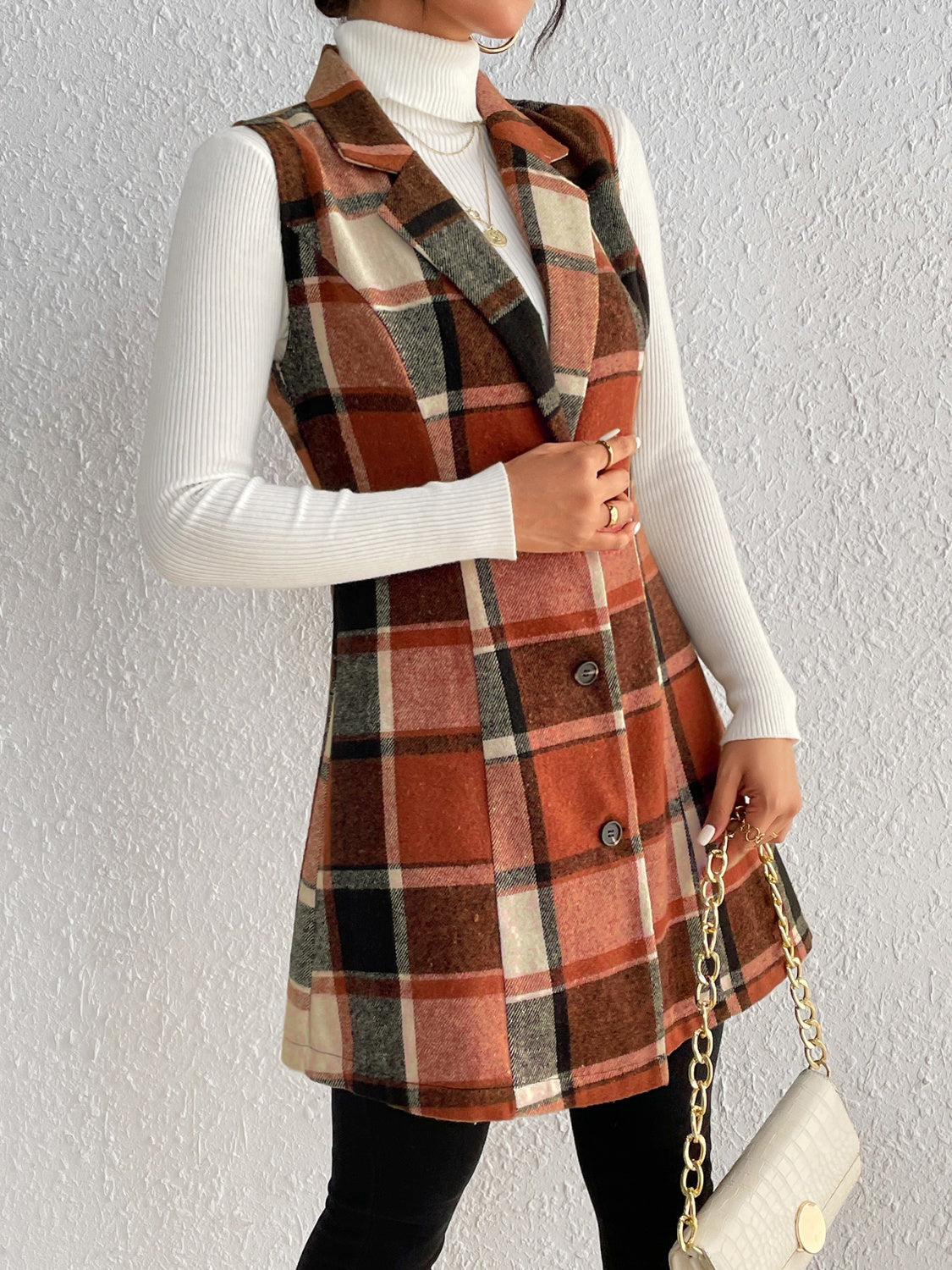 Zephariel Plaid Button Up Vest Coat