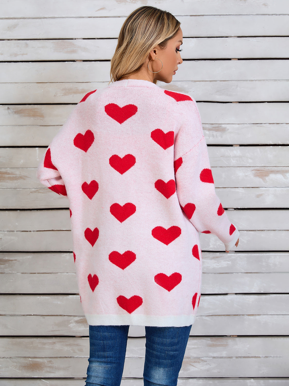 Zephariel Heart Open Front Long Sleeve Cardigan