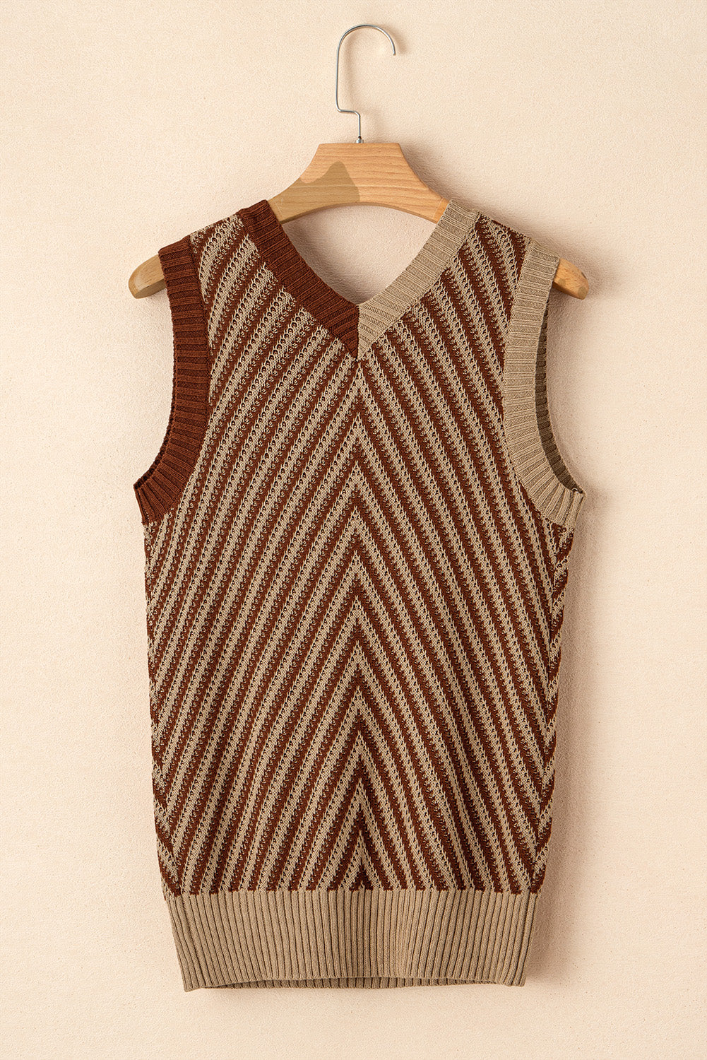 Zephariel Striped Contrast V-Neck Sweater Vest