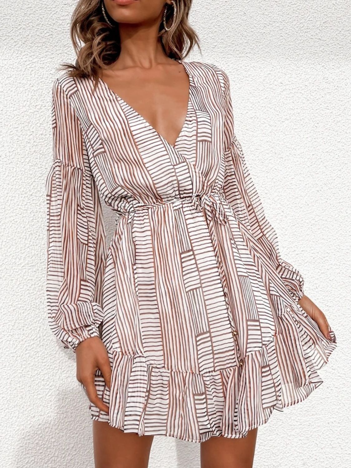 Zephariel Cutout Back Surplice Long Sleeve Dress