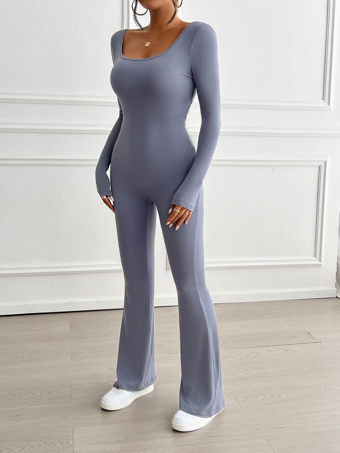 Zephariel Cutout Scoop Neck Long Sleeve Jumpsuit