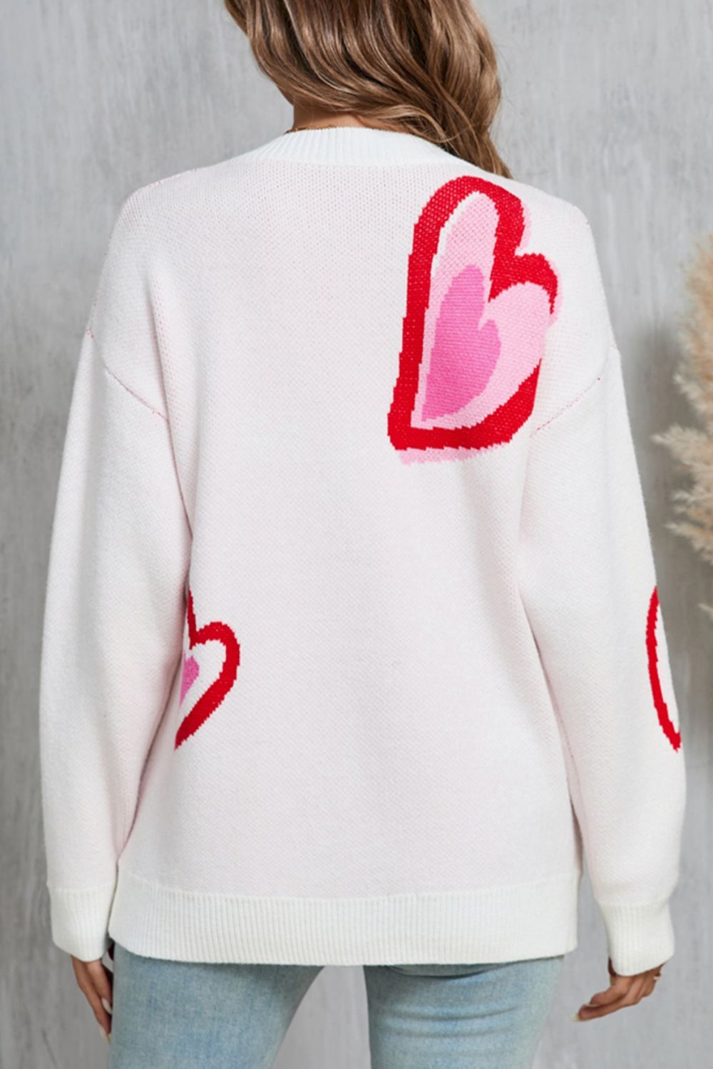 Zephariel Heart Round Neck Long Sleeve Sweater