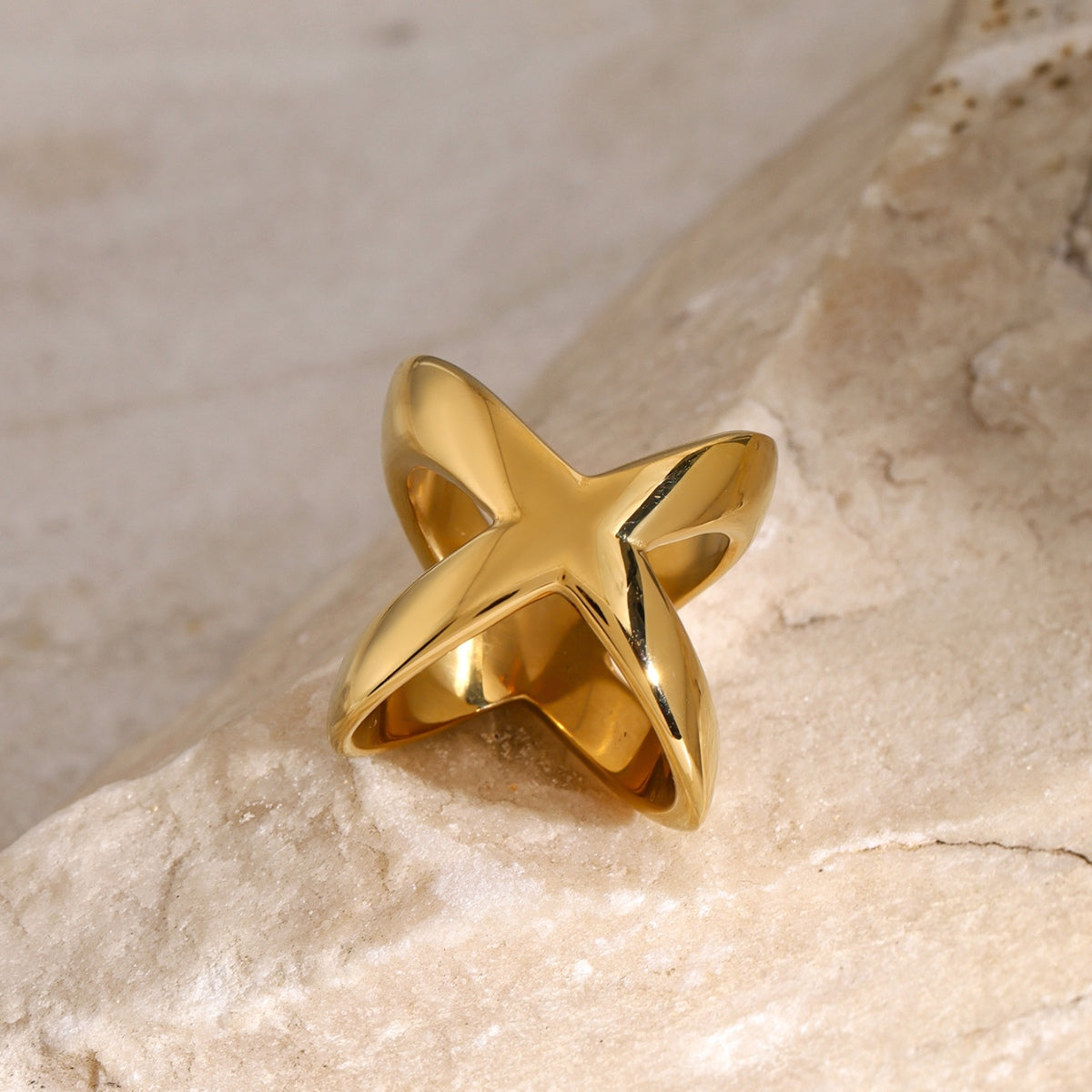 Zephariel 18K Gold-Plated Crisscross Ring