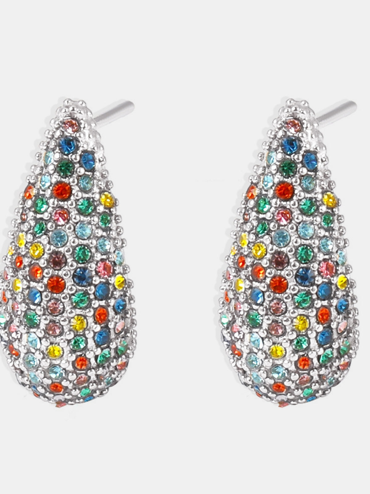 Zephariel Stainless Steel Inlaid Zircon Teardrop Earrings