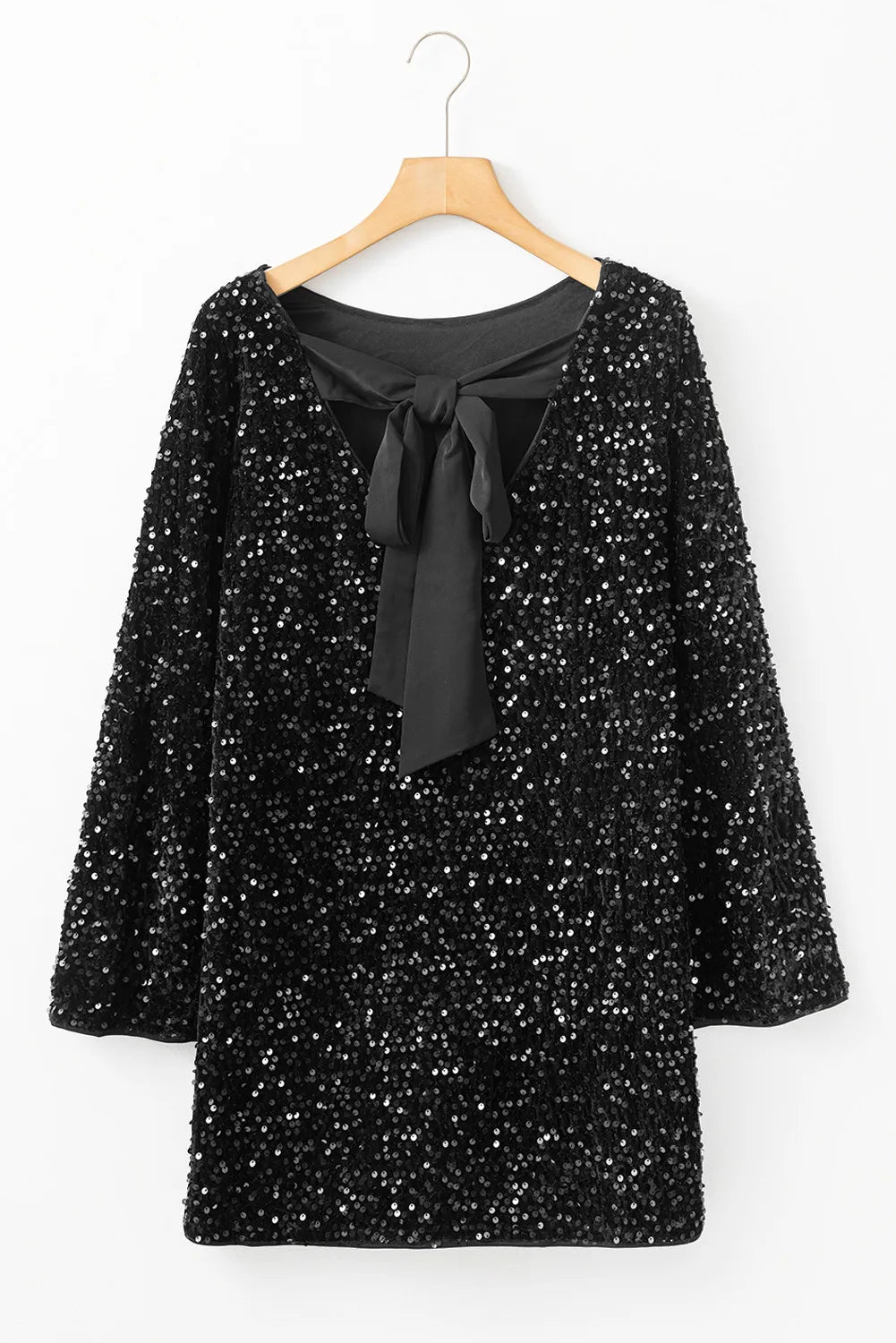 Zephariel Sequin Round Neck Long Sleeve Mini Dress