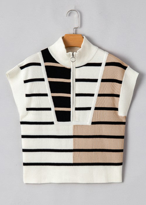 Zephariel Striped Half Zip Sweater Vest