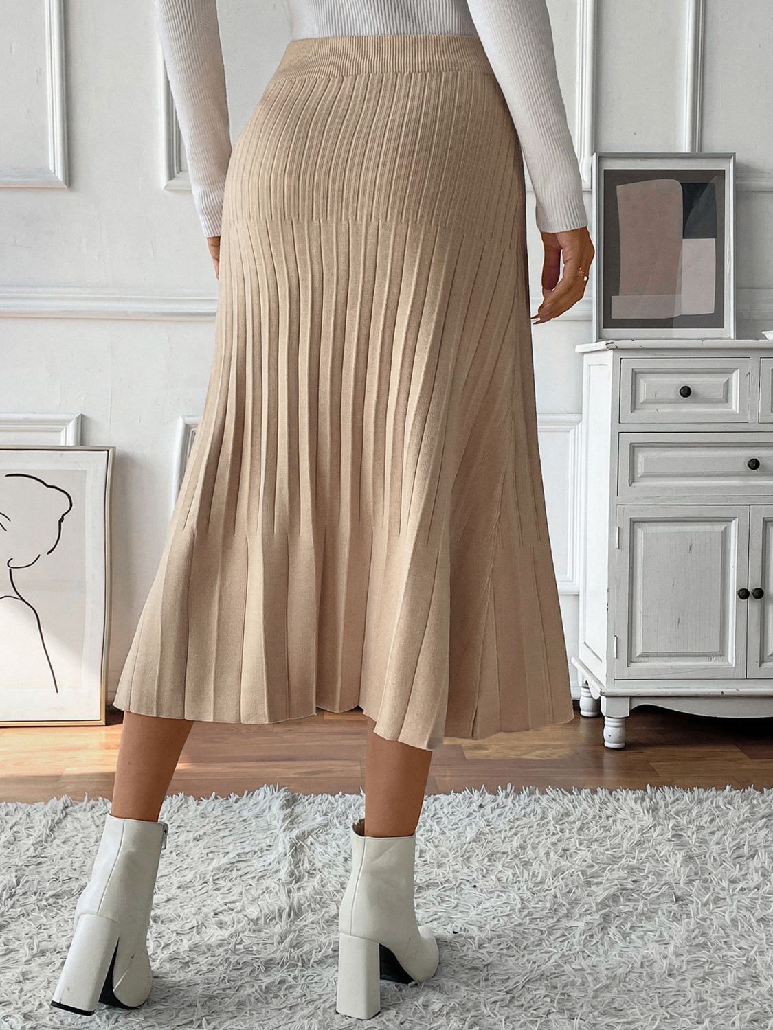 Zephariel Pleated Midi Sweater Skirt