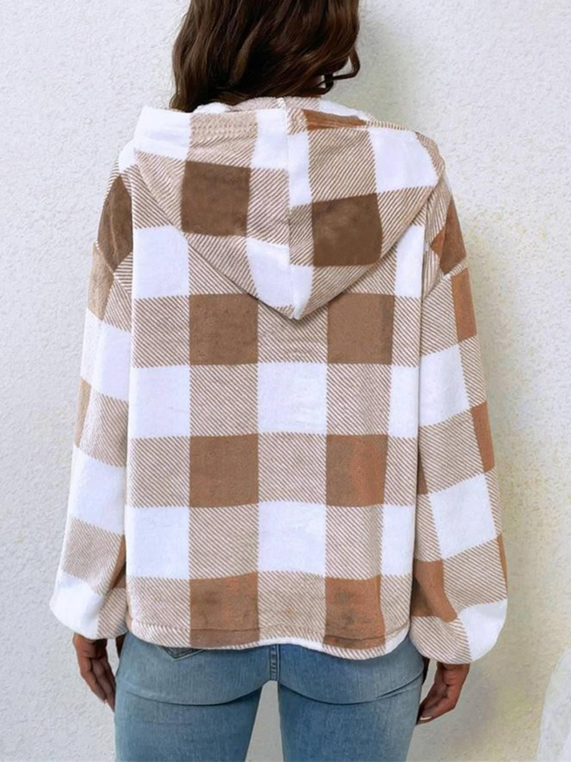 Zephariel Plaid Half Button Long Sleeve Hoodie