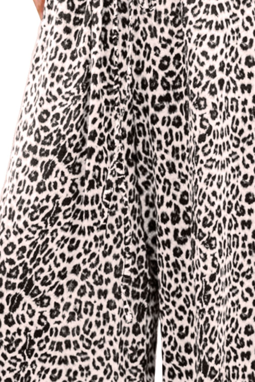 Zephariel Leopard Drawstring Wide Leg Pants