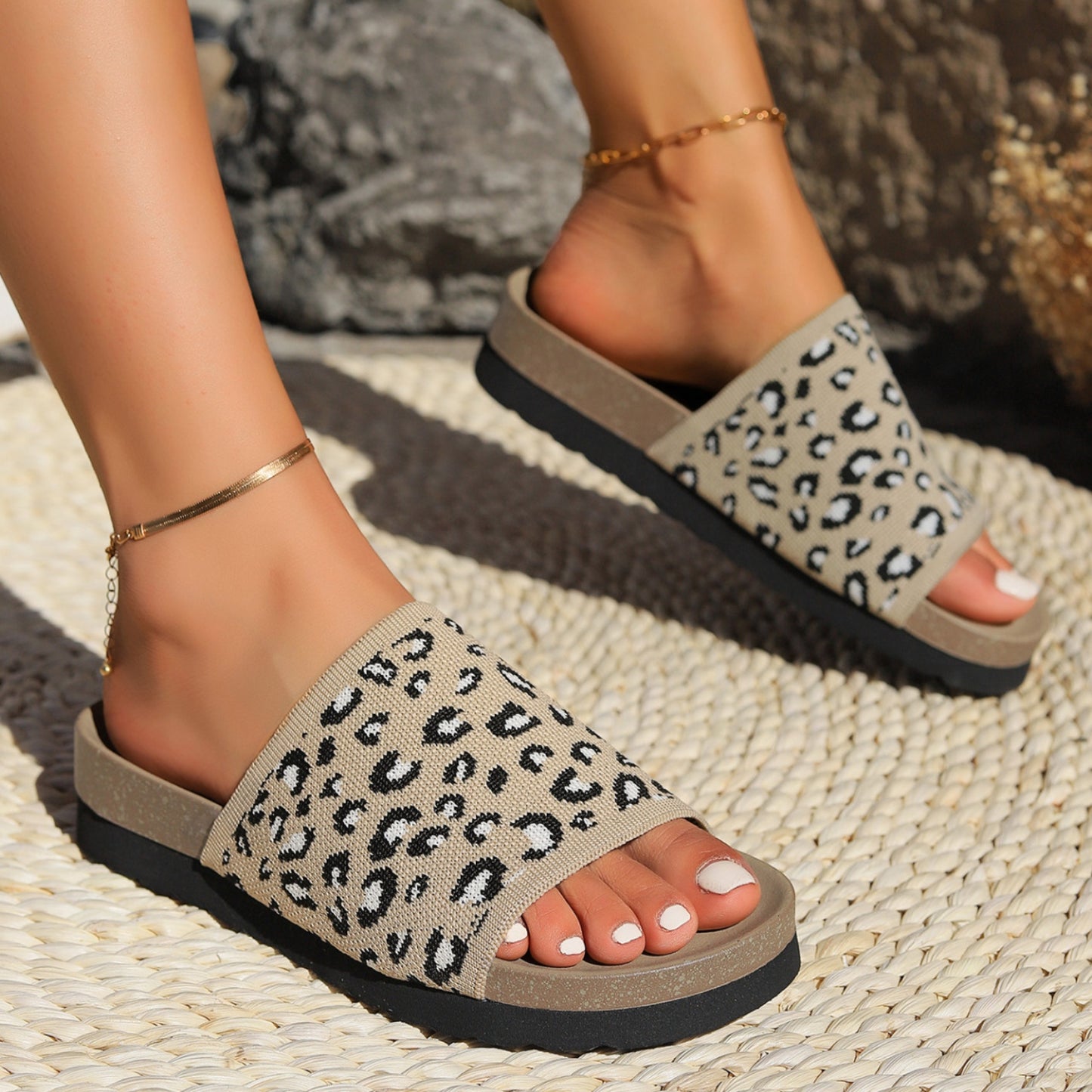 Zephariel Leopard Open Toe Sandals