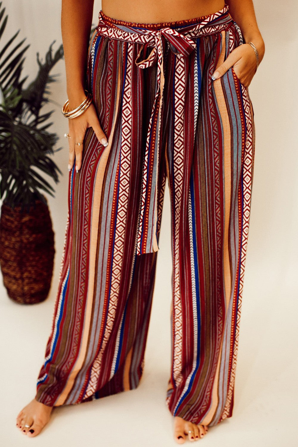 Zephariel Printed Tied Wide Leg Pants