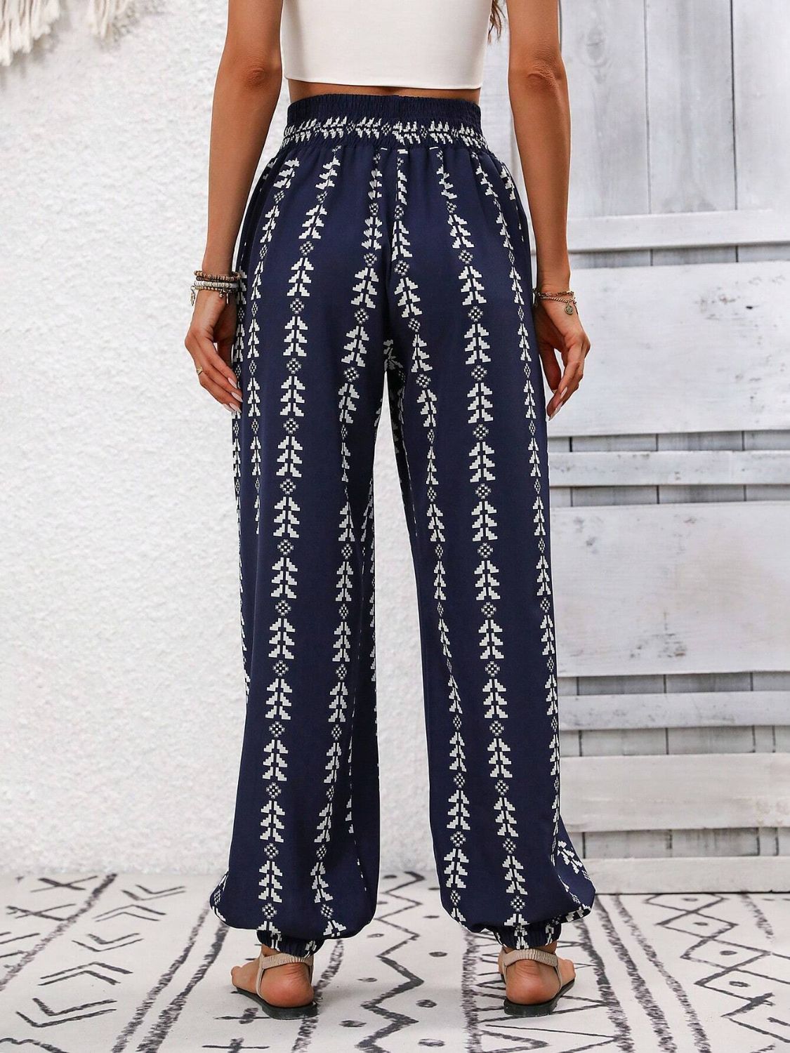 Zephariel Tied Printed High Waist Pants