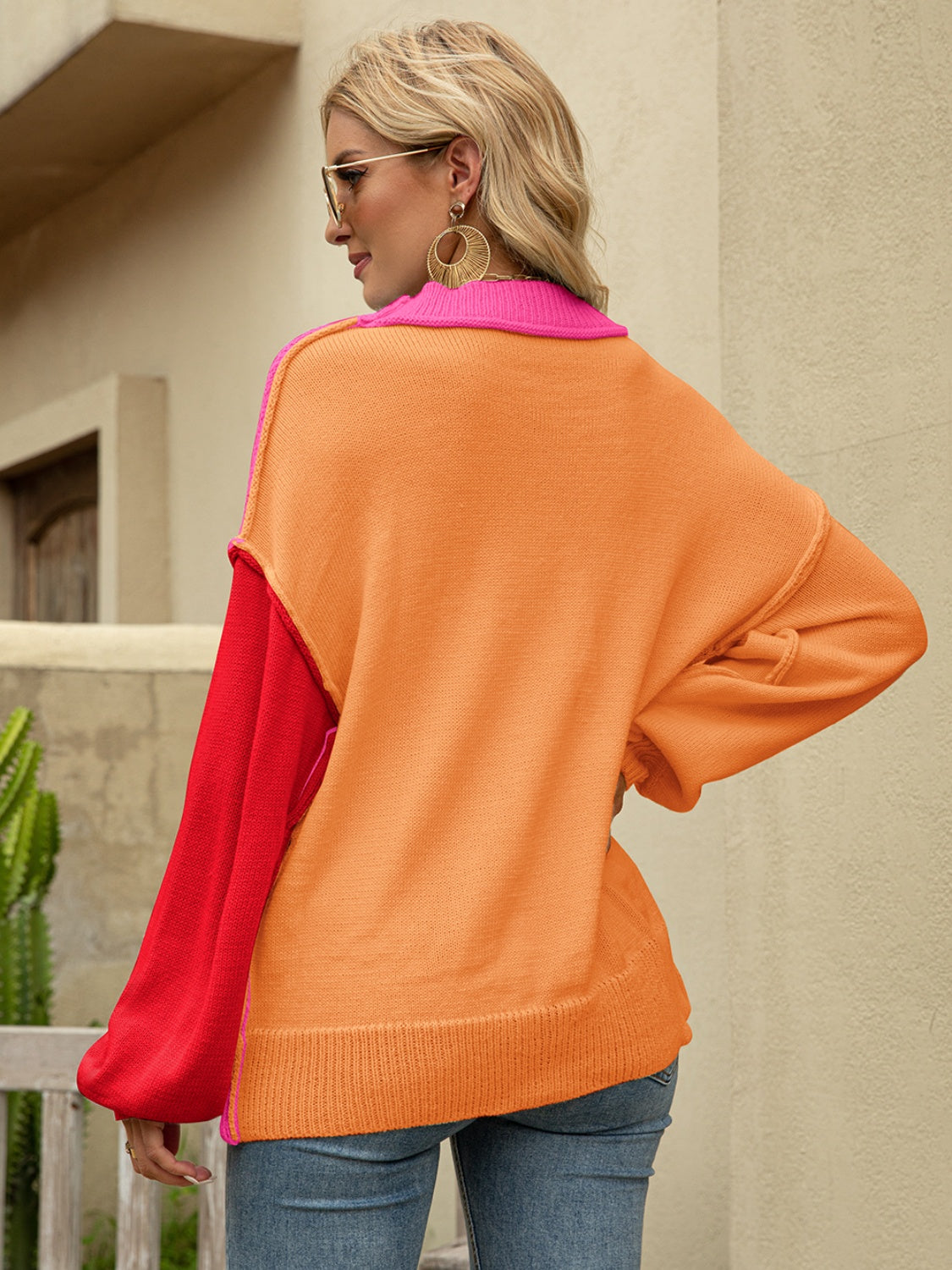 Zephariel Color Block Dropped Shoulder Sweater