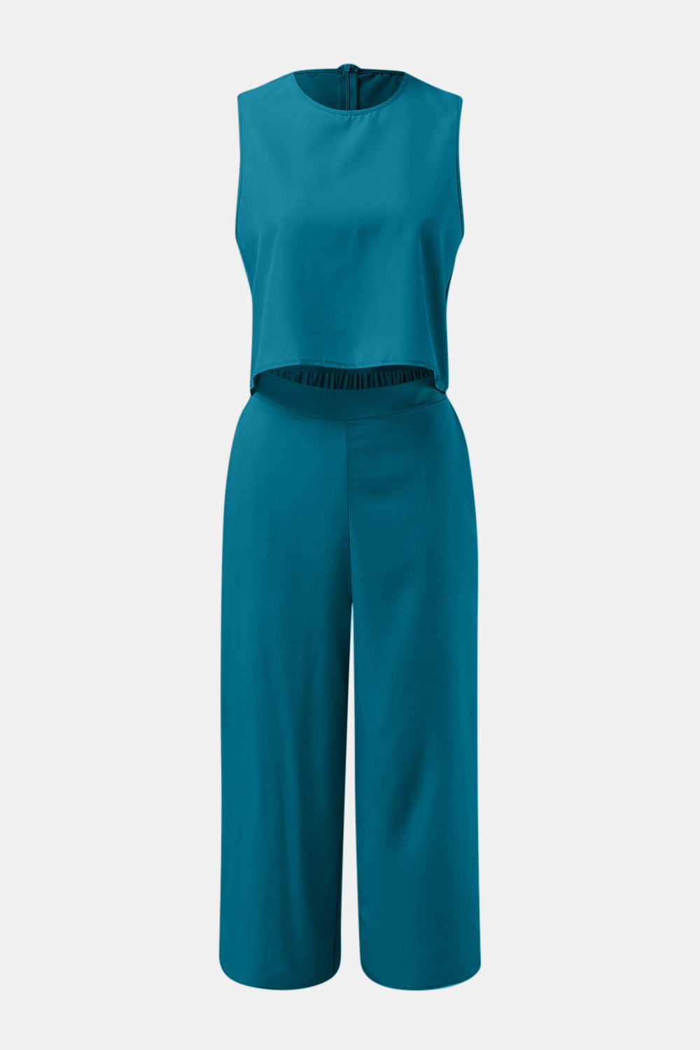 Zephariel Round Neck Top and Wide Leg Pants Set