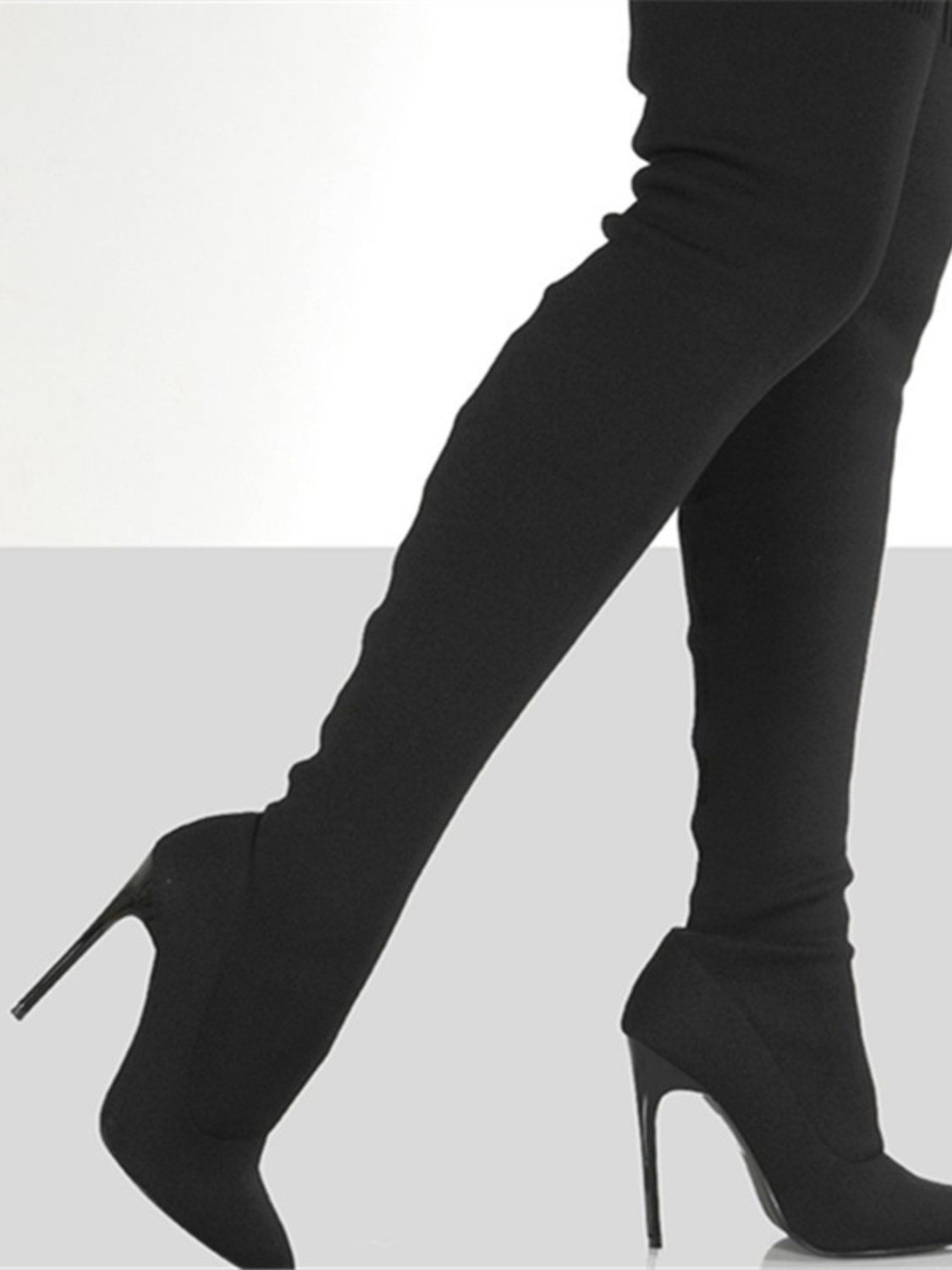 Zephariel Point Toe Over Knee Stiletto Boots