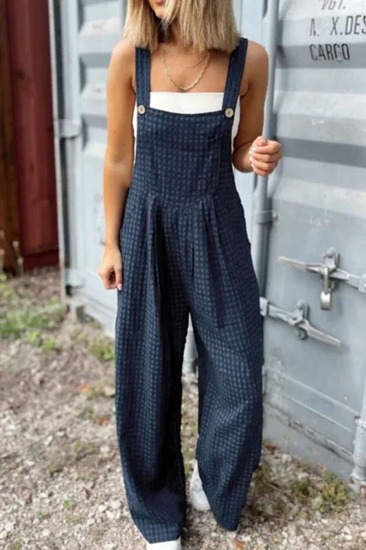 Zephariel Plaid Wide Strap Wide Leg Overalls