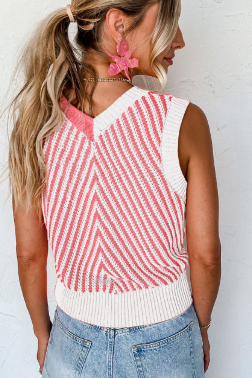 Zephariel Striped Contrast V-Neck Sweater Vest